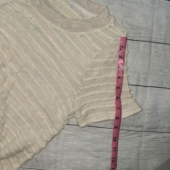 Anthropologie | Anthro Eri + Ali Adia Ivory Fringed Sweater Short Sleeve Boho S - Picture 8 of 9